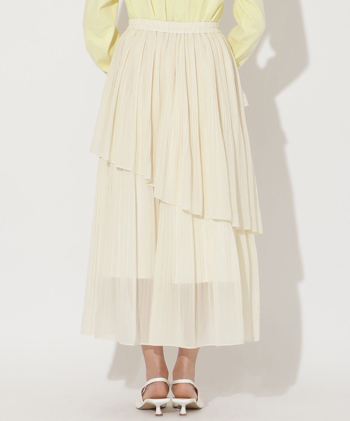 アンドクチュール「ティアードプリーツスカート」|フレア|