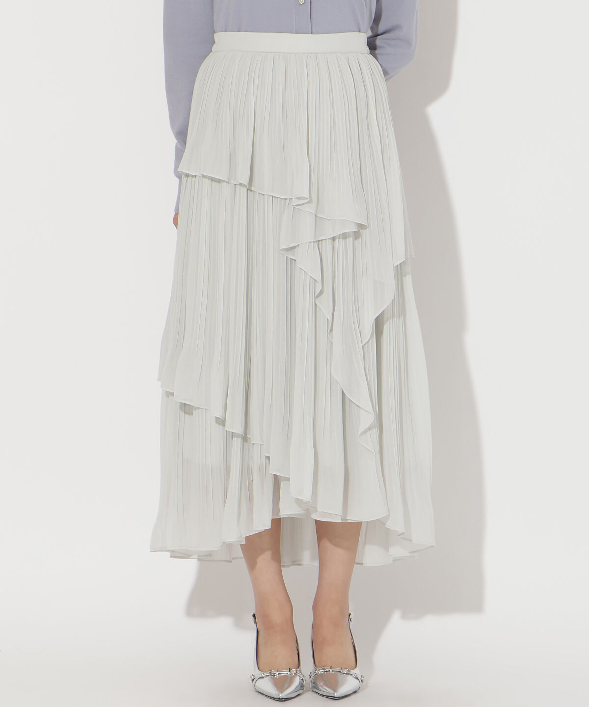 アンドクチュール「ティアードプリーツスカート」|フレア|