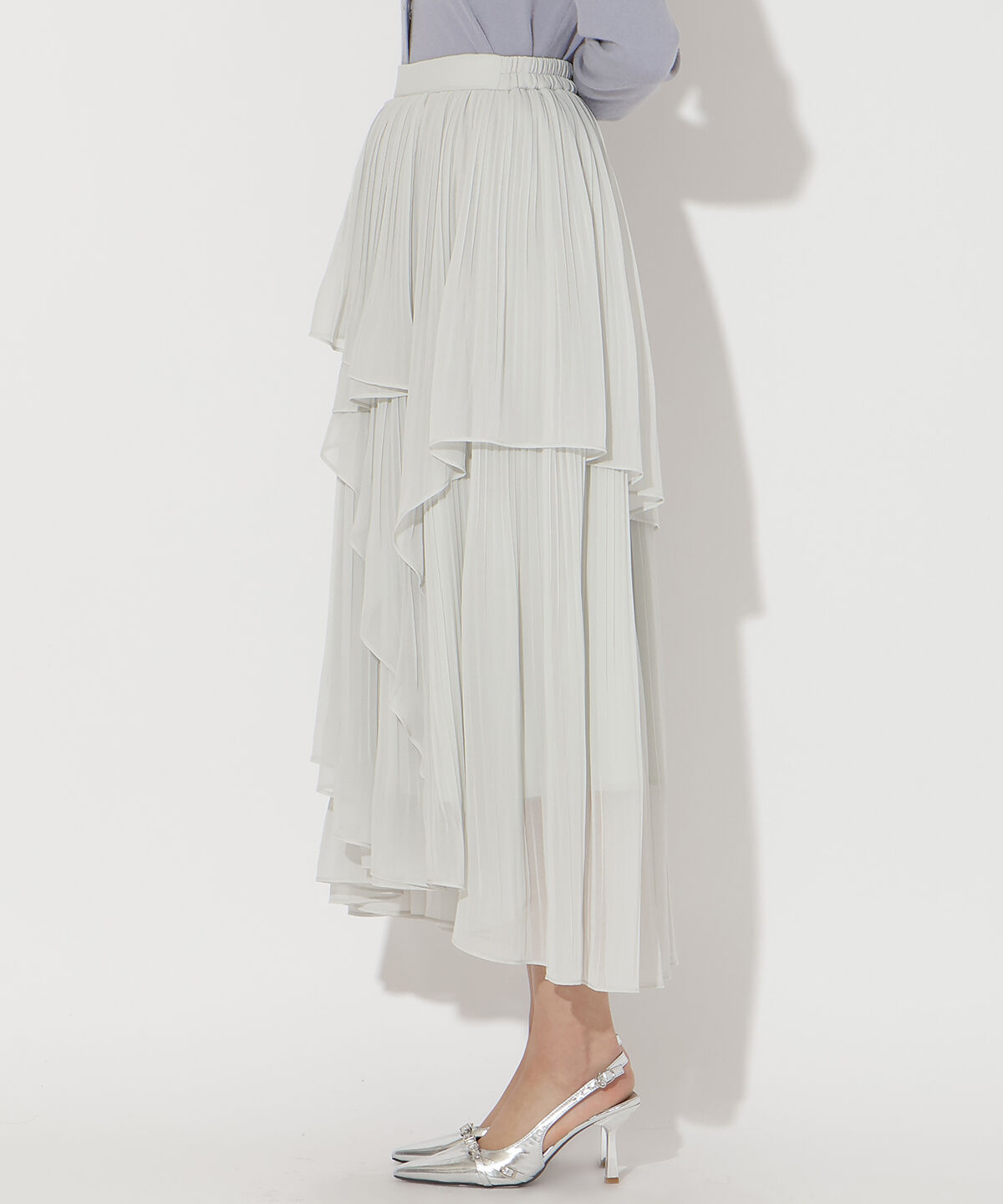 アンドクチュール「ティアードプリーツスカート」|フレア|