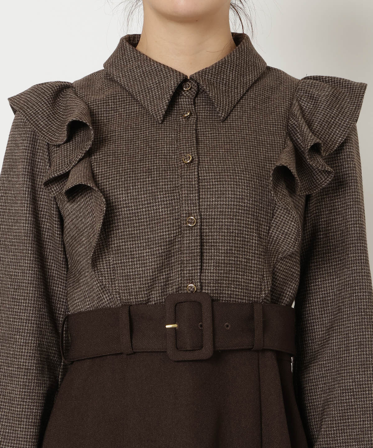 REDYAZEL「フリルシャツドッキングワンピース」|ワンピース|