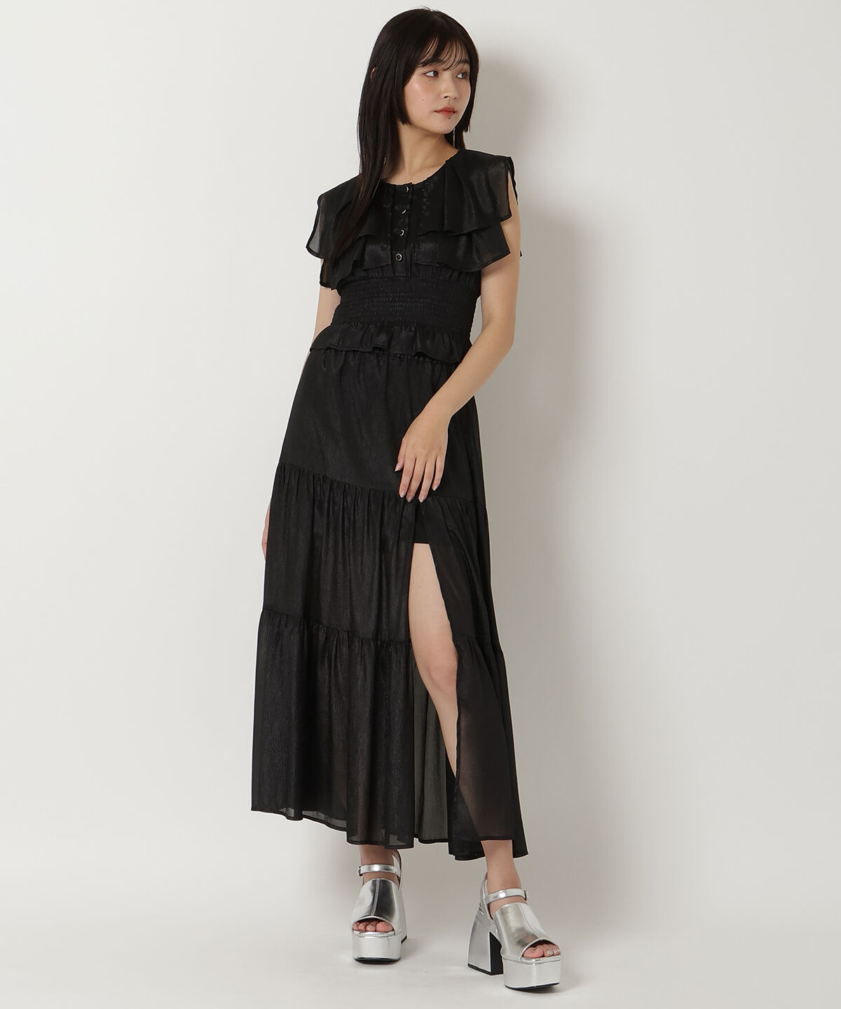 REDYAZEL「シャイニー楊柳フリルブラウス」|シャツ・ブラウス|