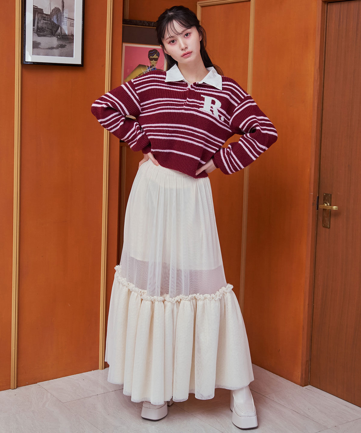 REDYAZEL「R.カレッジポロニットプルオーバー」|ニット・セーター|