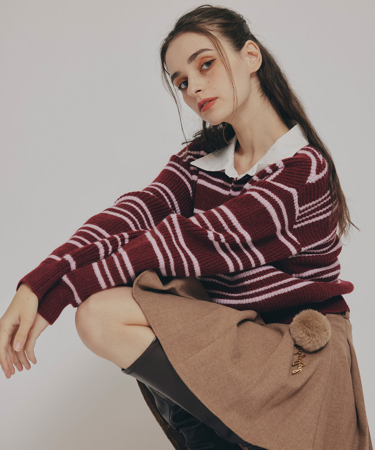 REDYAZEL「R.カレッジポロニットプルオーバー」|ニット・セーター|