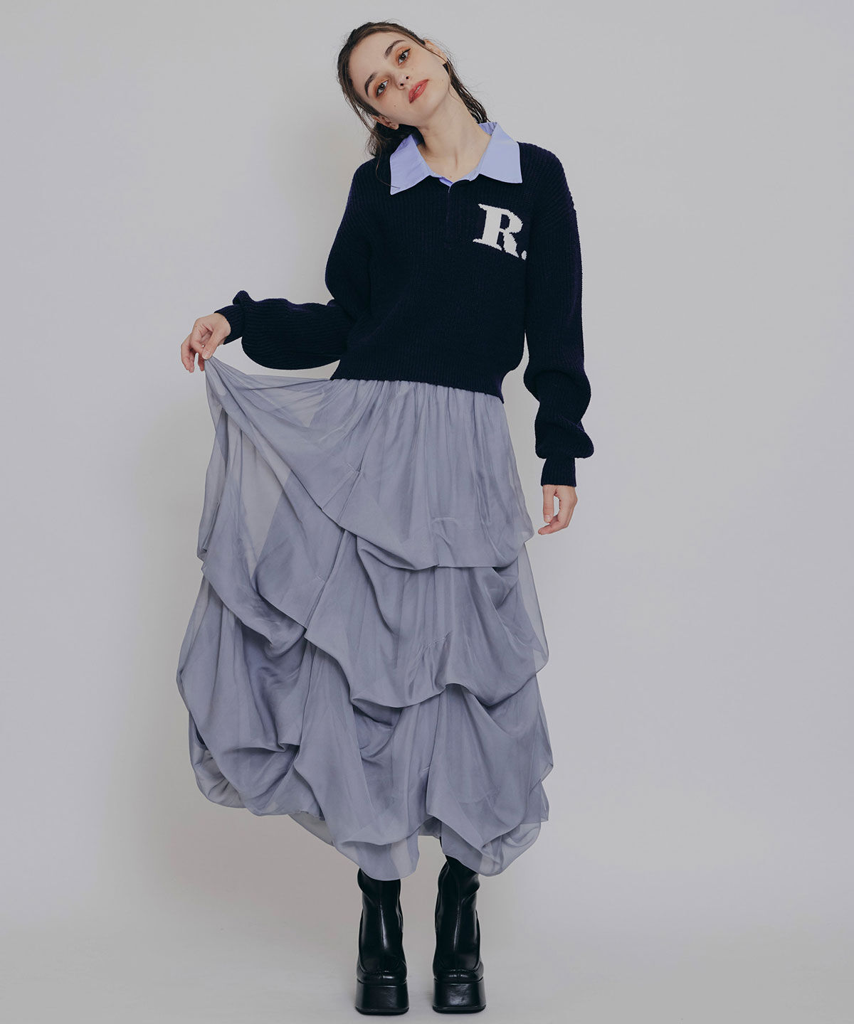 REDYAZEL「R.カレッジポロニットプルオーバー」|ニット・セーター|