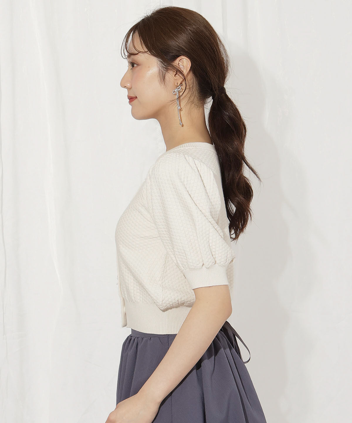 WILLSELECTION「パールリボンパフカーディガン」|カーディガン|