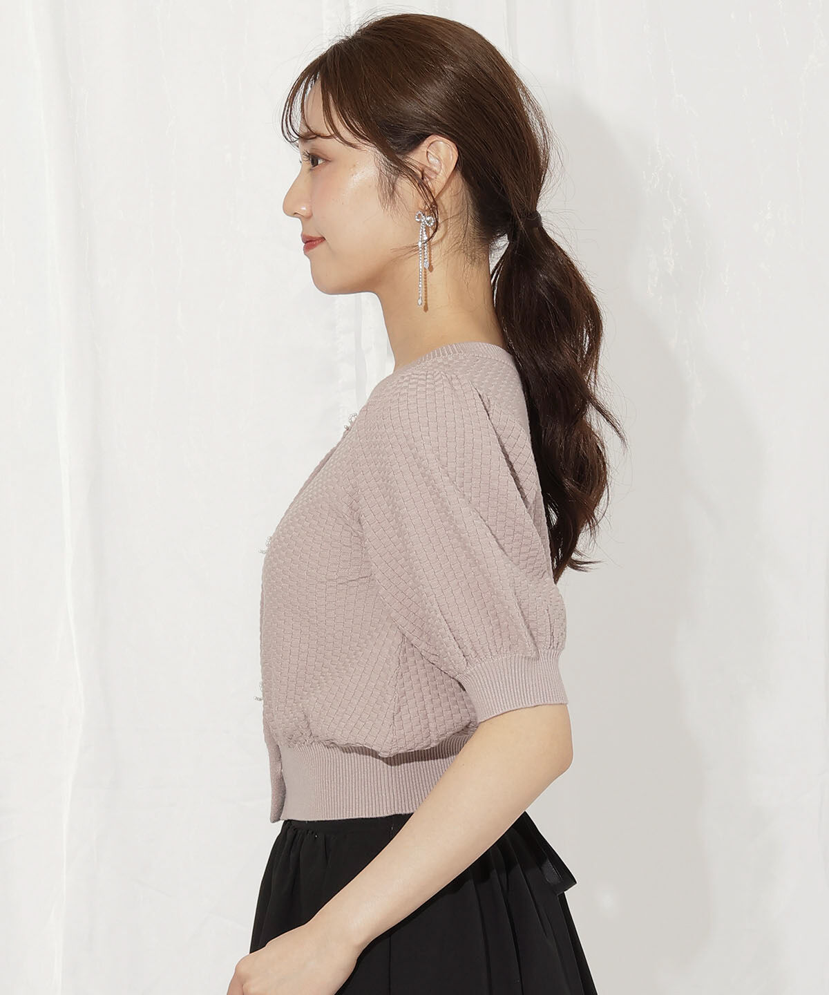 WILLSELECTION「パールリボンパフカーディガン」|カーディガン|