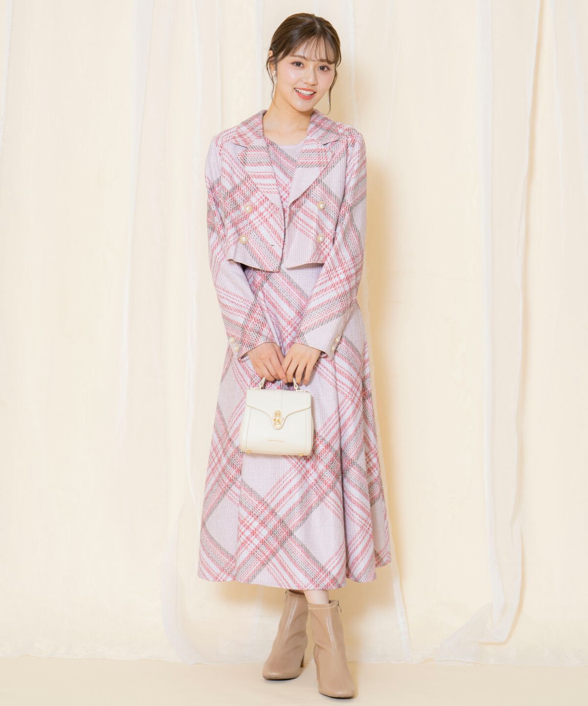 WILLSELECTION「ツイードチェックノースリーブワンピース」|ワンピース|