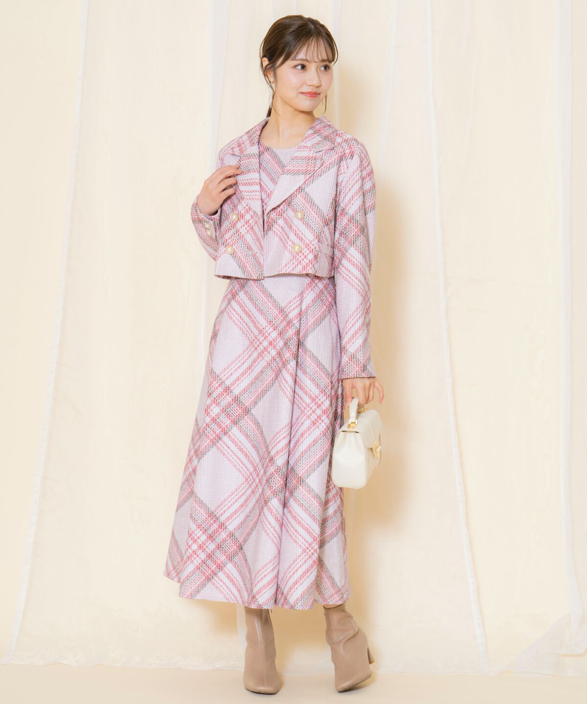 WILLSELECTION「ツイードチェックノースリーブワンピース」|ワンピース|