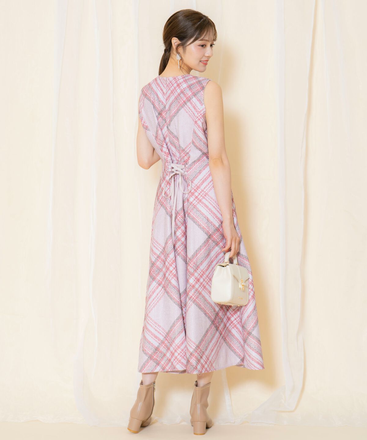 WILLSELECTION「ツイードチェックノースリーブワンピース」|ワンピース|