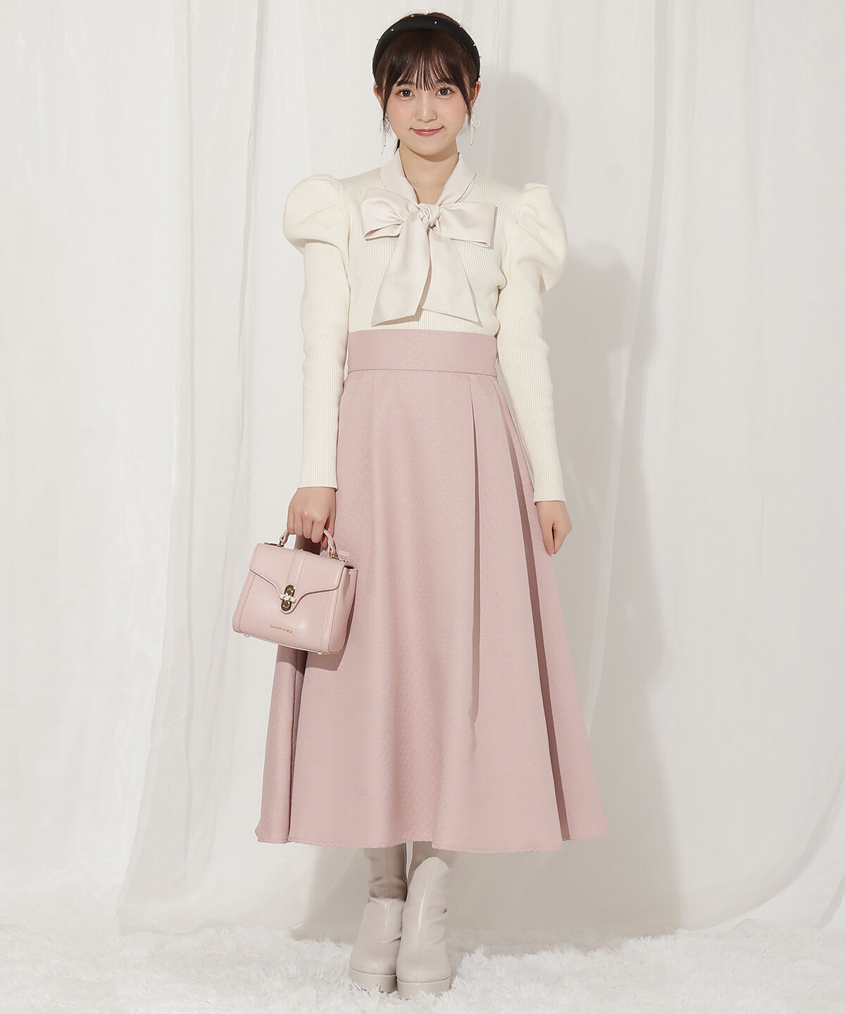 WILLSELECTION「異素材リボンタックスリーブプルオーバー」|ニット・セーター|