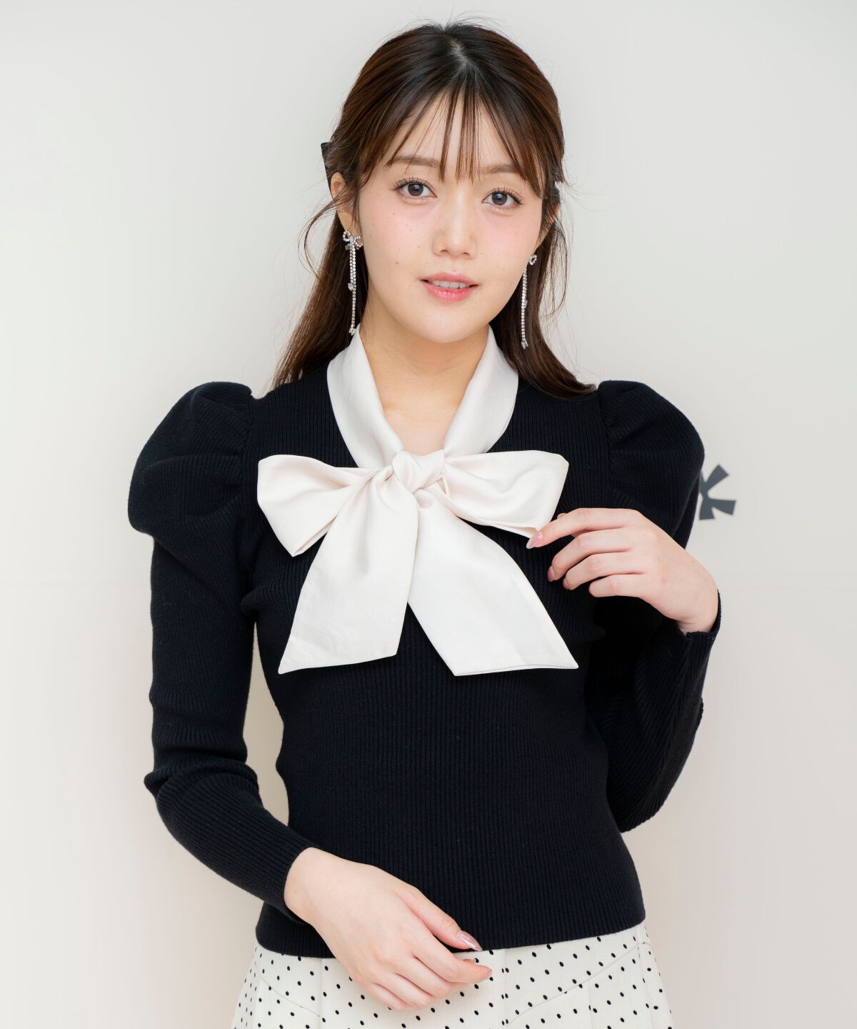 WILLSELECTION「異素材リボンタックスリーブプルオーバー」|ニット・セーター|