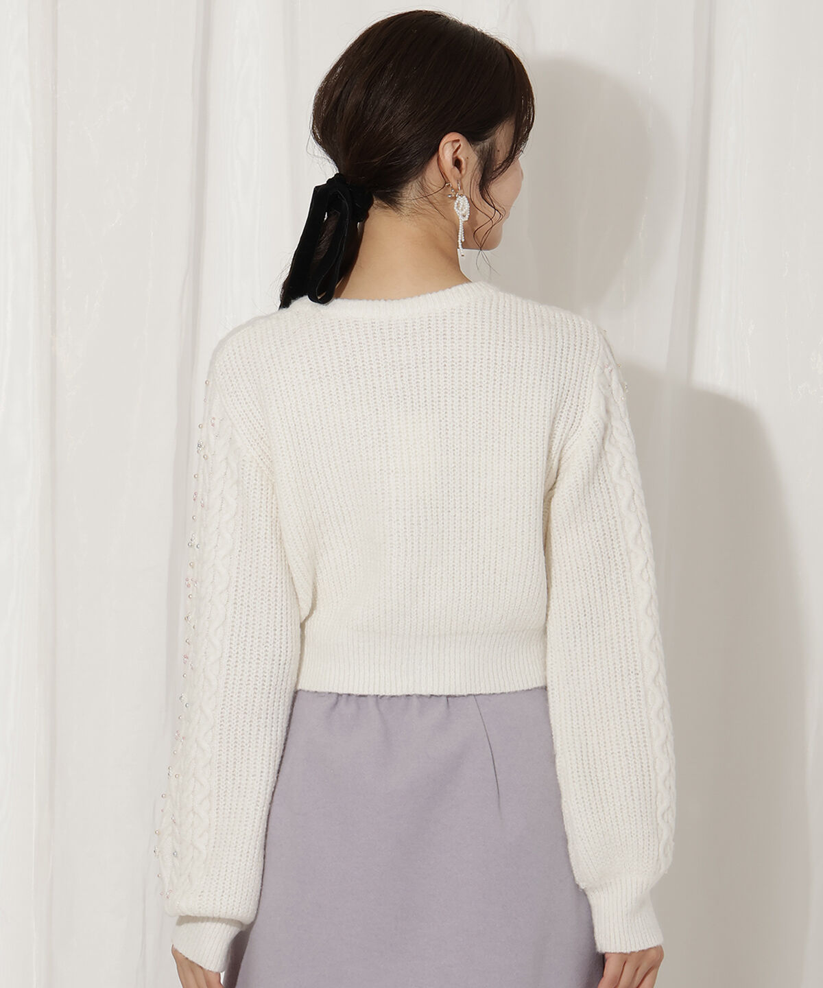 WILLSELECTION「パール付きケーブルカーディガン」|カーディガン|