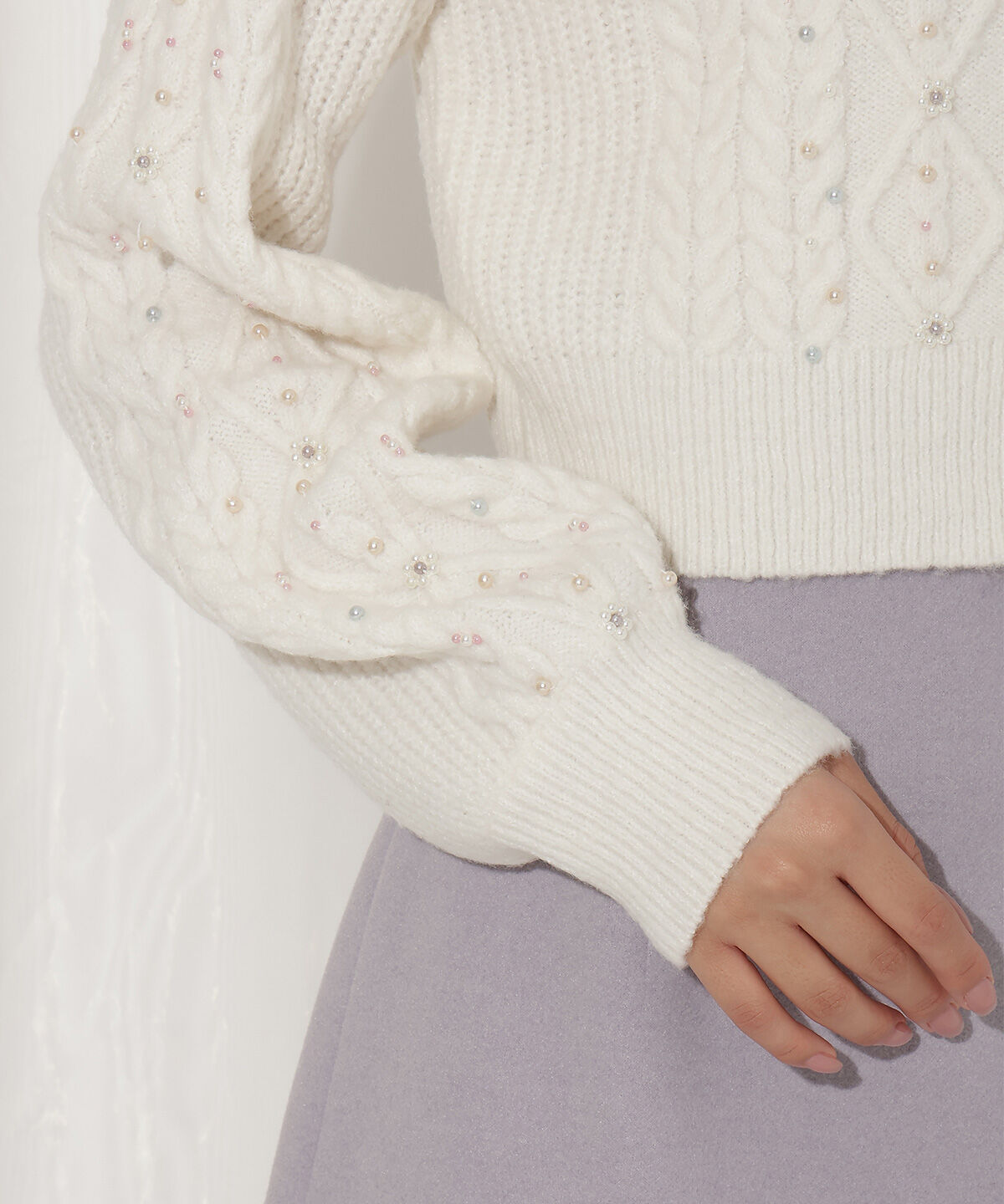 WILLSELECTION「パール付きケーブルカーディガン」|カーディガン|