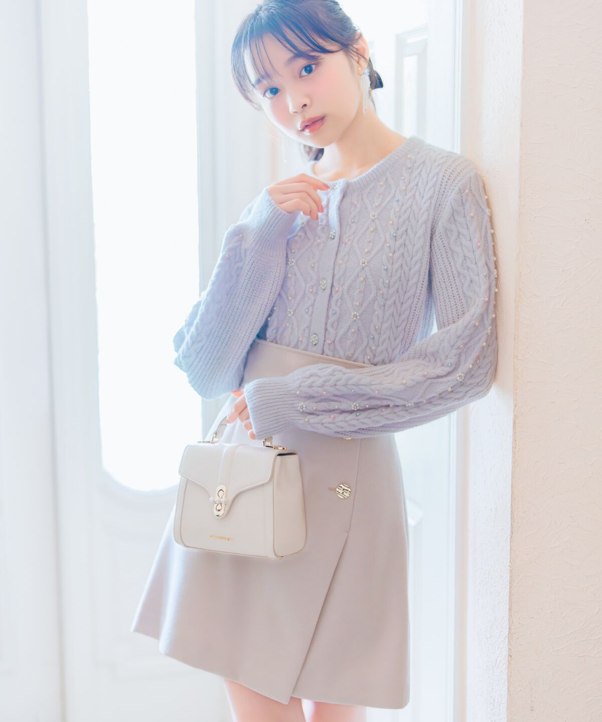 WILLSELECTION「パール付きケーブルカーディガン」|カーディガン|