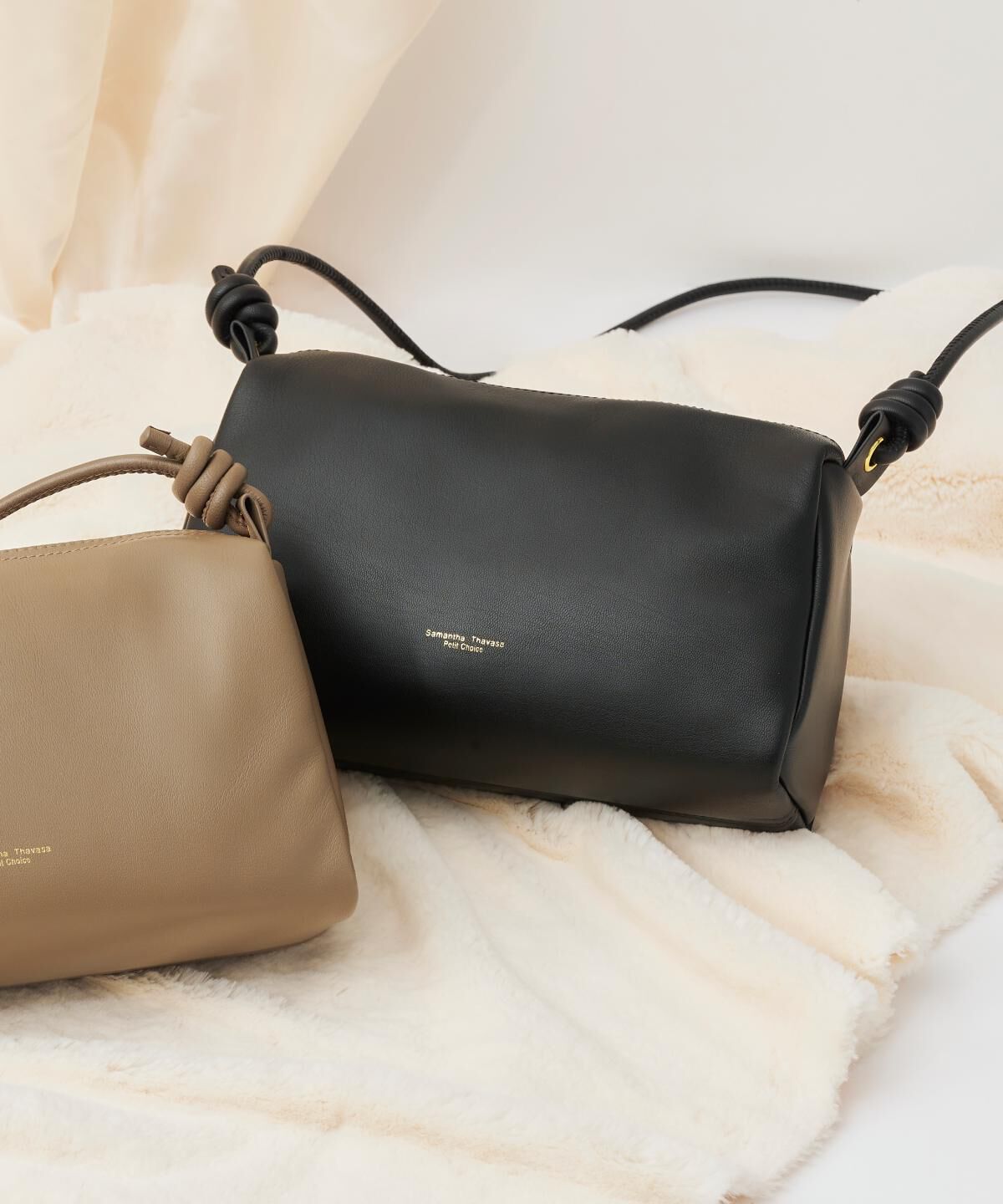 Samantha Thavasa Petit Choice「ゴートレザーシンプルバッグ」|ショルダー・メッセンジャー|ブラック