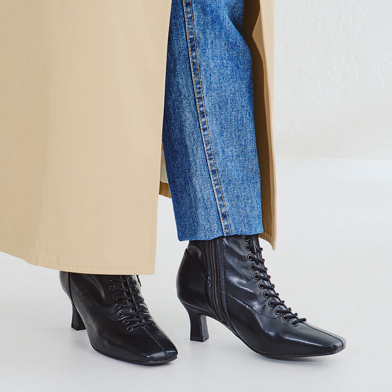 ORiental TRaffic「レースアップストレッチミドルブーツ/21420」|ショートブーツ|