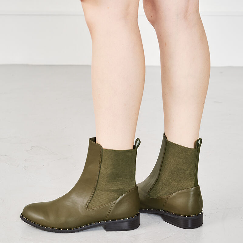 ORiental TRaffic「ソールスタッズサイドゴアブーツ/21423」|ショートブーツ|KHAKI