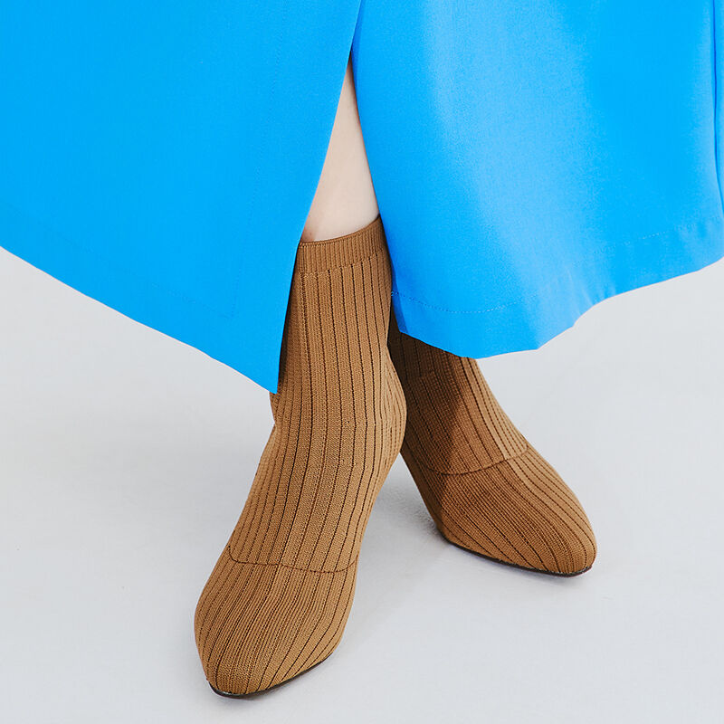 ORiental TRaffic「ポインテッドトゥリブニットブーツ/21427」|ショートブーツ|