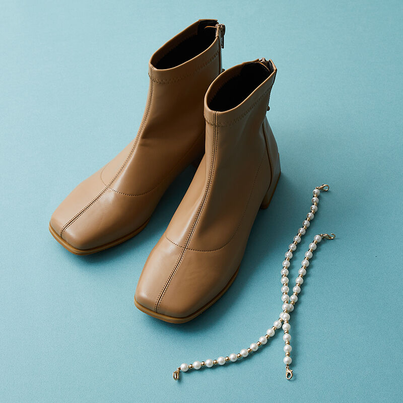 ORiental TRaffic「2wayパールチェーンストレッチブーツ/21418」|ショートブーツ|