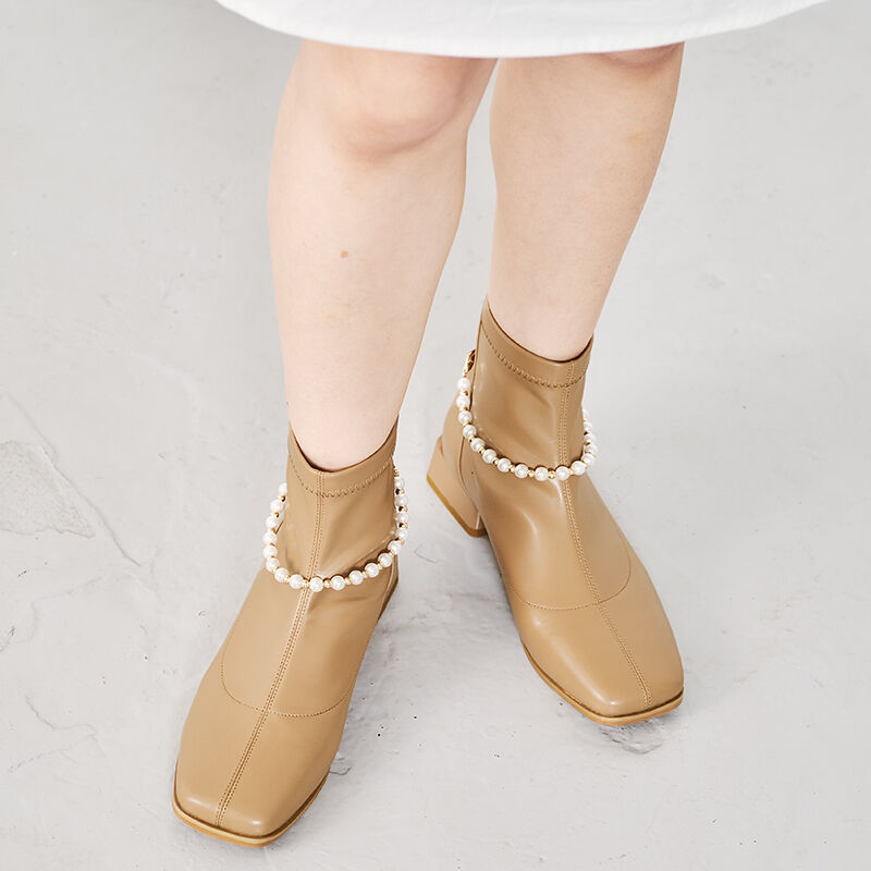 ORiental TRaffic「2wayパールチェーンストレッチブーツ/21418」|ショートブーツ|