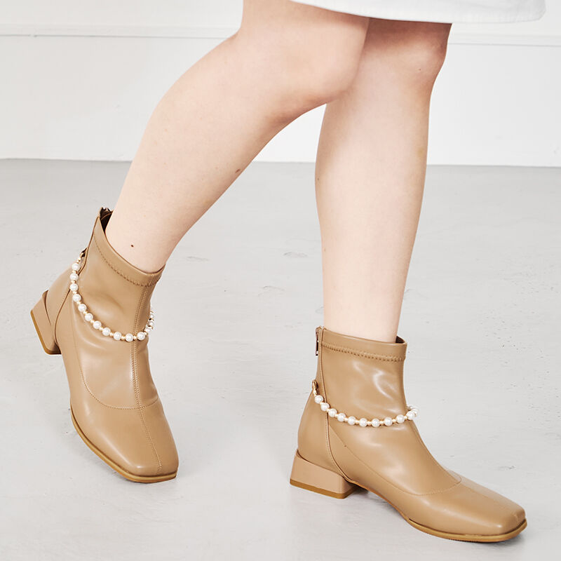 ORiental TRaffic「2wayパールチェーンストレッチブーツ/21418」|ショートブーツ|