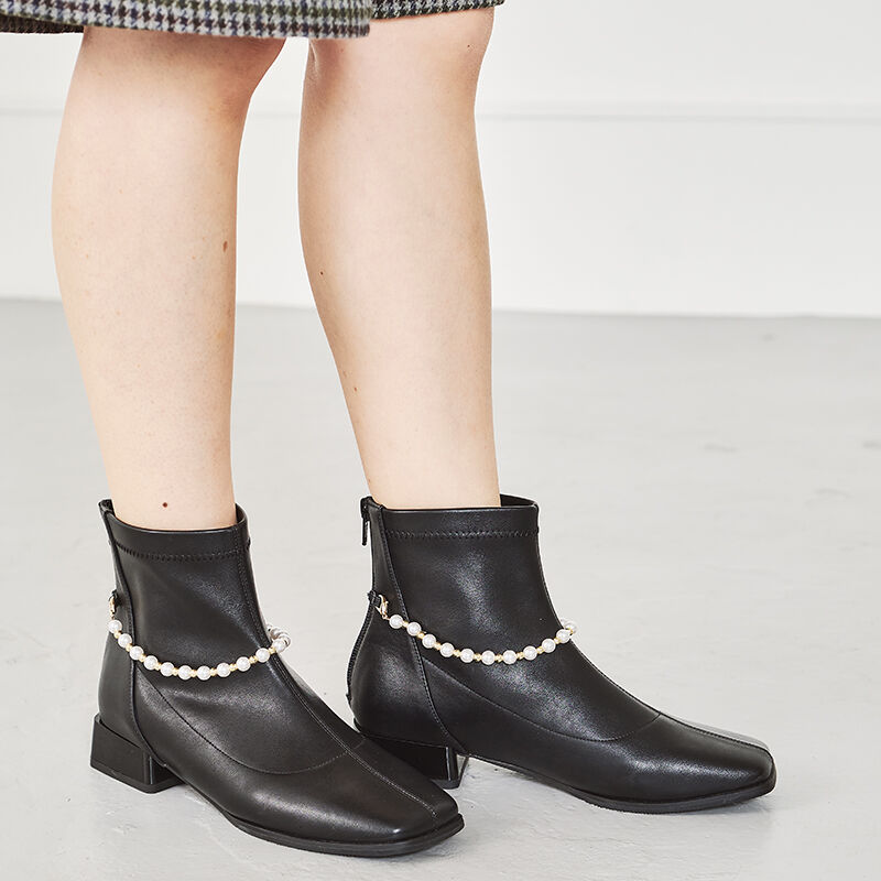 ORiental TRaffic「2wayパールチェーンストレッチブーツ/21418」|ショートブーツ|