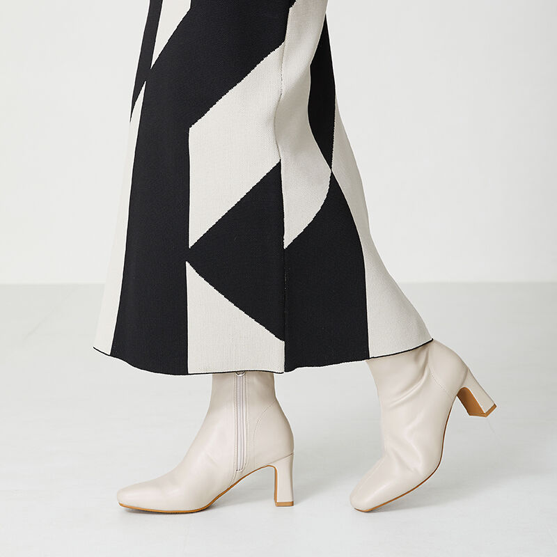 ORiental TRaffic「プレートヒールストレッチブーツ/31405」|ショートブーツ|GY