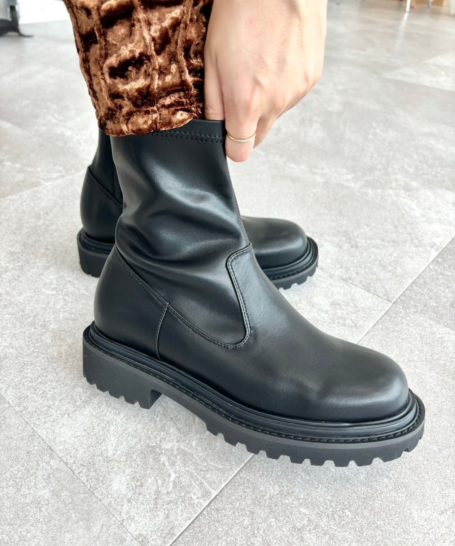 ORiental TRaffic「タンクソールストレッチブーツ/31414」|ショートブーツ|BL