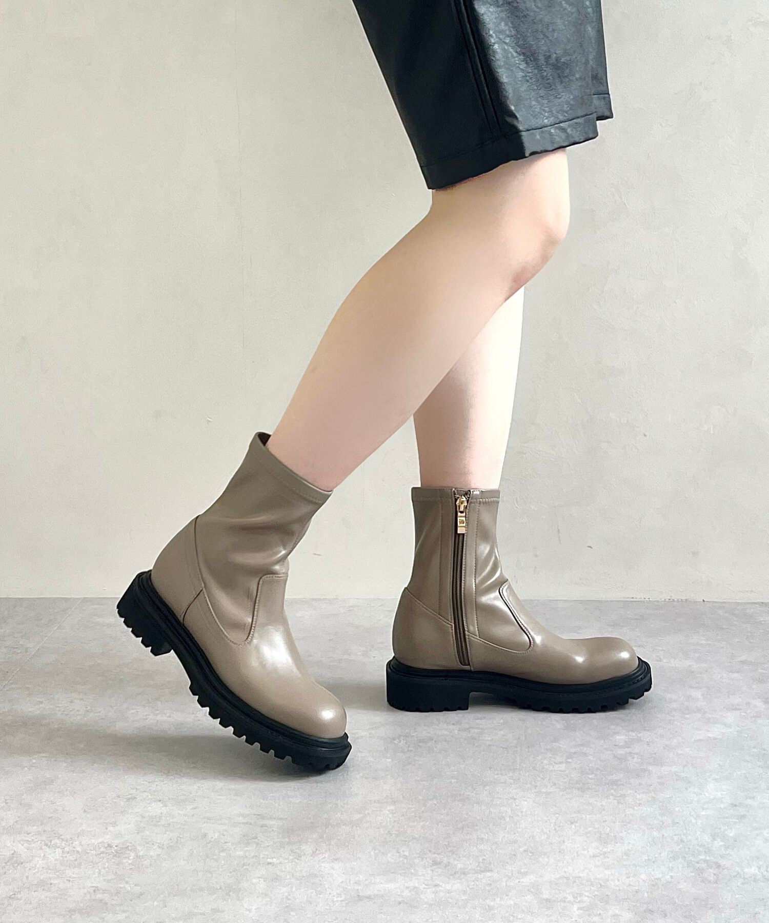 ORiental TRaffic「タンクソールストレッチブーツ/31414」|ショートブーツ|MOCHA