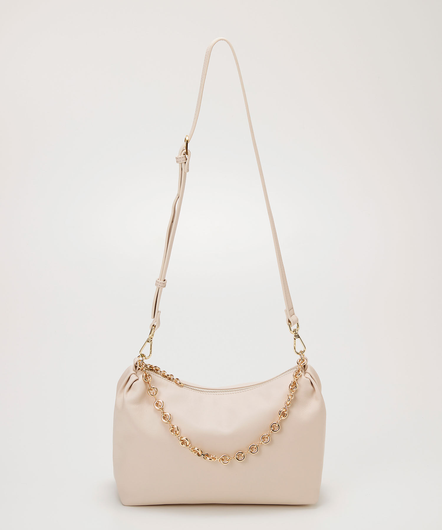 TOPKAPI TREASURE「【TREASURE TOPKAPI】スムース レザー チェーン付き ショルダー バッグ」|ショルダー・メッセンジャー|ライトベージュ