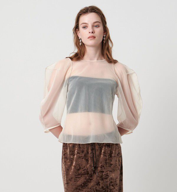 ASTRAET「＜ASTRAET＞ シアー パフスリーブカットソー」|Tシャツ・カットソー|