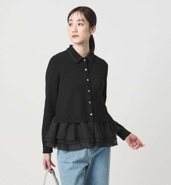 UNITED ARROWS レディーポロコンビロングスリーブニット 黒 レディー ポロコンビ ロングスリーブニット（UNITED ARROWS）｜ルミネ