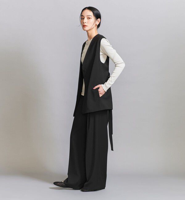 BEAUTY&YOUTH UNITED ARROWS「【WEB限定 Wardrobe DAILY MINIMAL】ダブルクロス タックワイドストレートパンツ -ウォッシャブル-」|スラックス|