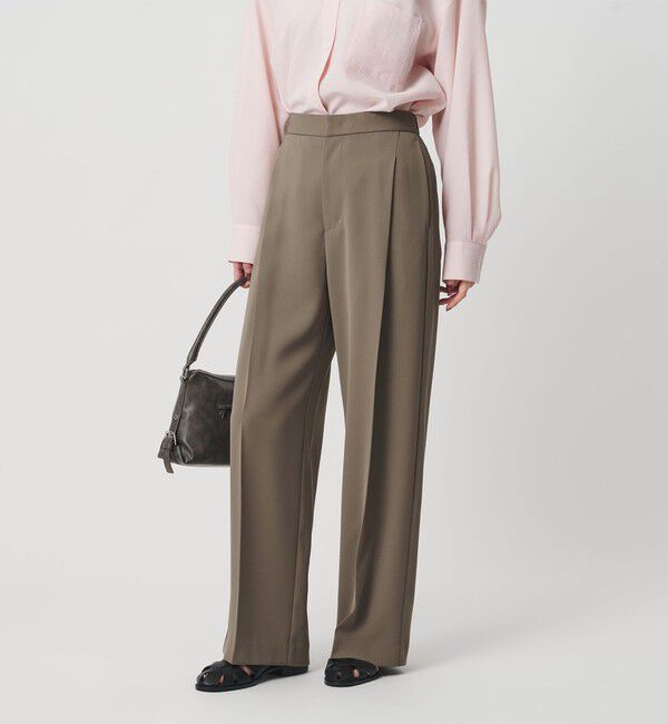BEAUTY&YOUTH UNITED ARROWS「【WEB限定 Wardrobe DAILY MINIMAL】ダブルクロス タックワイドストレートパンツ -ウォッシャブル-」|スラックス|MD.BROWN
