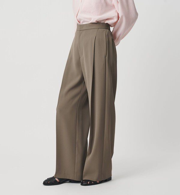BEAUTY&YOUTH UNITED ARROWS「【WEB限定 Wardrobe DAILY MINIMAL】ダブルクロス タックワイドストレートパンツ -ウォッシャブル-」|スラックス|