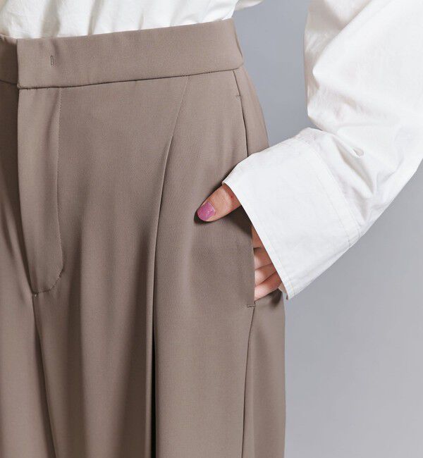 BEAUTY&YOUTH UNITED ARROWS「【WEB限定 Wardrobe DAILY MINIMAL】ダブルクロス タックワイドストレートパンツ -ウォッシャブル-」|スラックス|