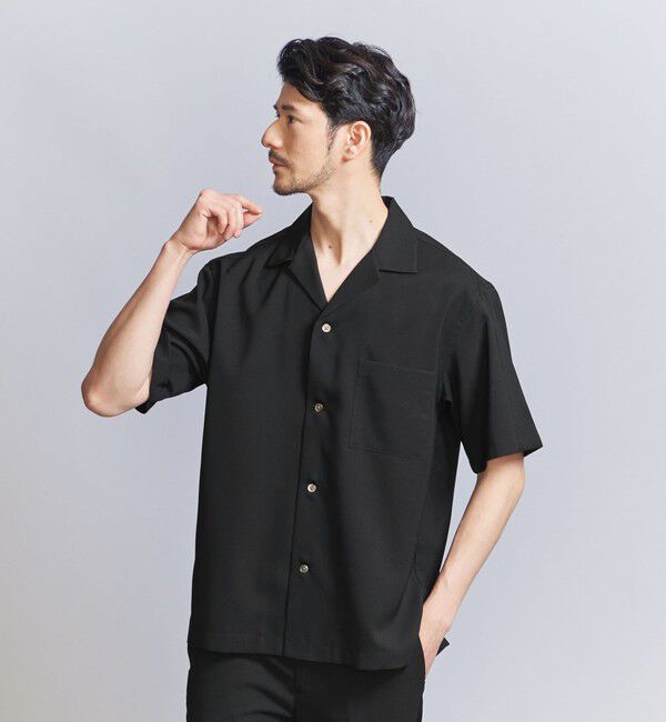 BEAUTY&YOUTH UNITED ARROWS「【WEB限定 WARDROBE SMART】 Reflax オープンカラー シャツ」|シャツ・ブラウス|BLACK