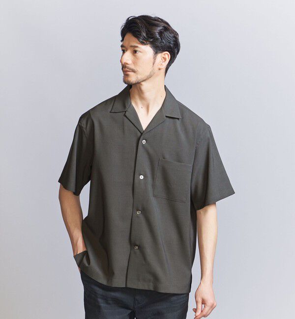 BEAUTY&YOUTH UNITED ARROWS「【WEB限定 WARDROBE SMART】 Reflax オープンカラー シャツ」|シャツ・ブラウス|DK.GRAY