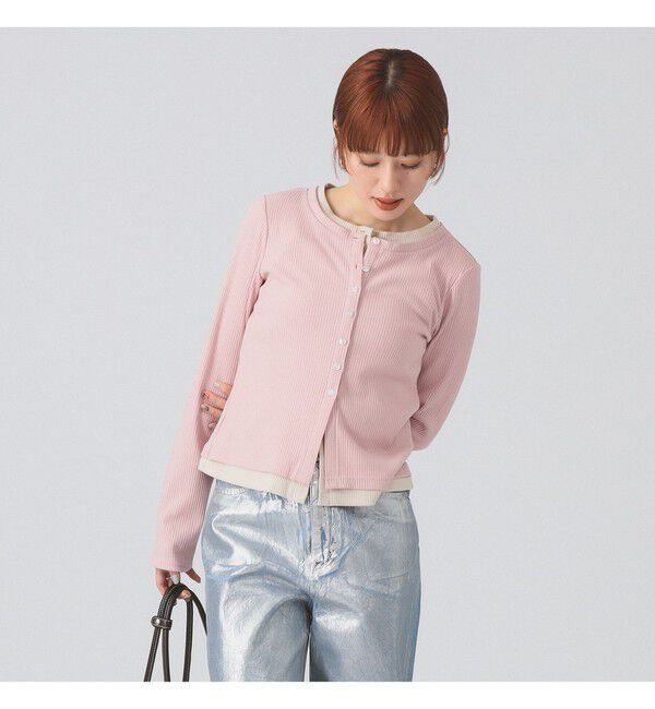 Ray BEAMS 「RIB レイヤード カーディガン」|Tシャツ・カットソー|PINK