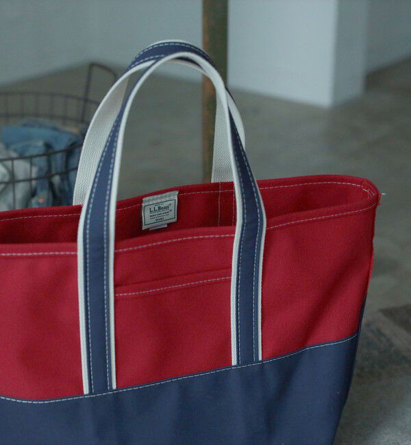 BEAMS PLUS「L.L.Bean / 別注 Deep Bottom Deluxe Boat and Tote Large」|トートバッグ|RED/NAVY