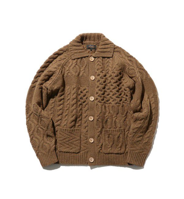 BEAMS PLUS「BEAMS PLUS / Cardigan Alan Patchwork」|カーディガン|BROWN