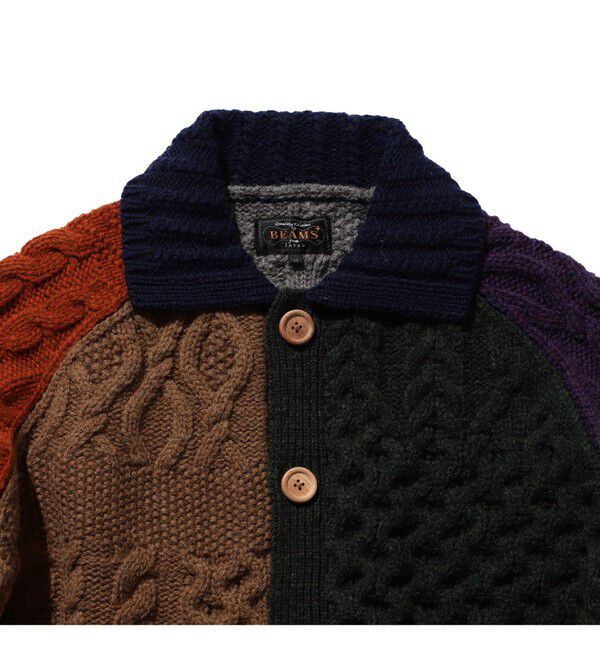 BEAMS PLUS「BEAMS PLUS / Cardigan Alan Patchwork」|カーディガン|