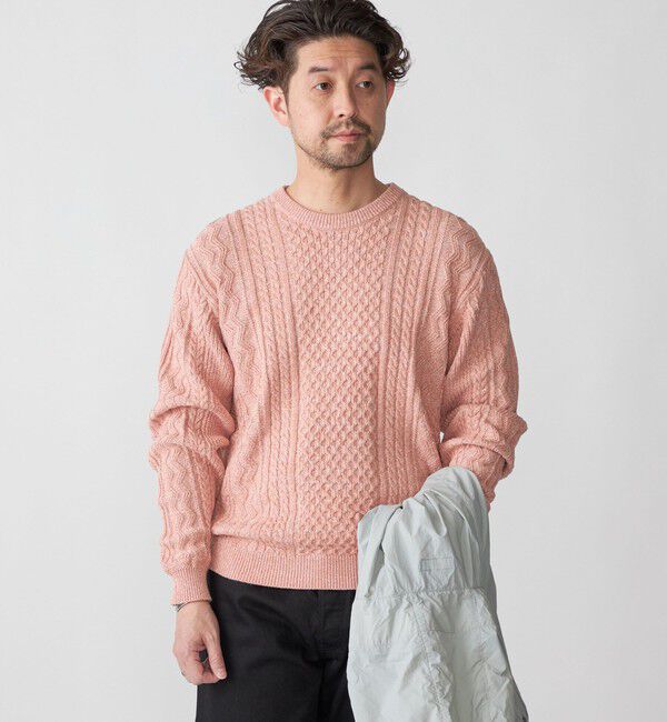 SHIPS「SHIPS:〈手洗い可能〉リネン/コットン TEXBRID(R) ランダムアラン クルーネックニット」|ニット・セーター|