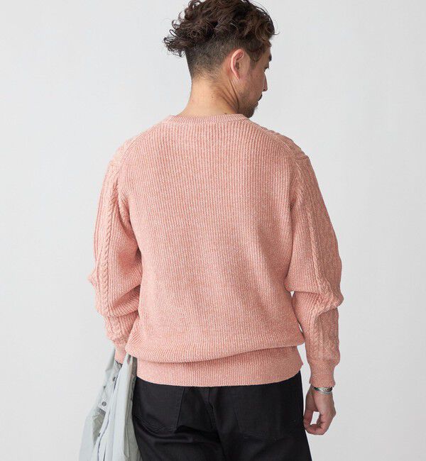 SHIPS「SHIPS:〈手洗い可能〉リネン/コットン TEXBRID(R) ランダムアラン クルーネックニット」|ニット・セーター|