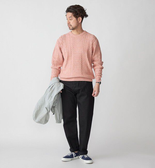 SHIPS「SHIPS:〈手洗い可能〉リネン/コットン TEXBRID(R) ランダムアラン クルーネックニット」|ニット・セーター|