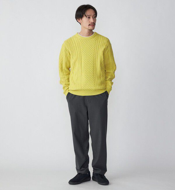 SHIPS「SHIPS:〈手洗い可能〉リネン/コットン TEXBRID(R) ランダムアラン クルーネックニット」|ニット・セーター|