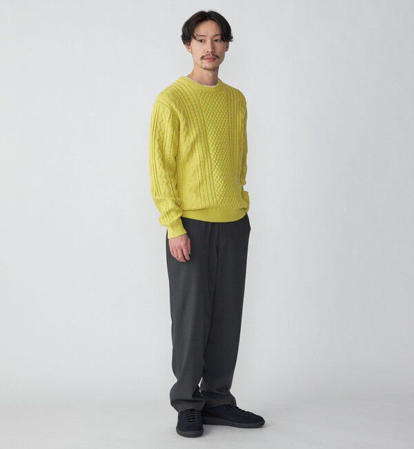 SHIPS「SHIPS:〈手洗い可能〉リネン/コットン TEXBRID(R) ランダムアラン クルーネックニット」|ニット・セーター|