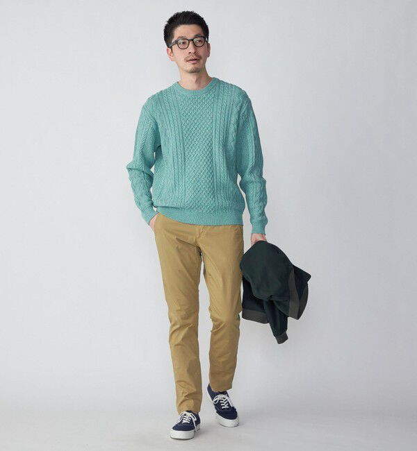 SHIPS「SHIPS:〈手洗い可能〉リネン/コットン TEXBRID(R) ランダムアラン クルーネックニット」|ニット・セーター|