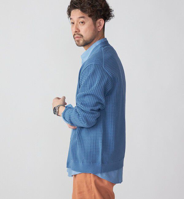 SHIPS「SHIPS:〈手洗い可能〉12ゲージ クロシェライク アイレット カーディガン」|カーディガン|