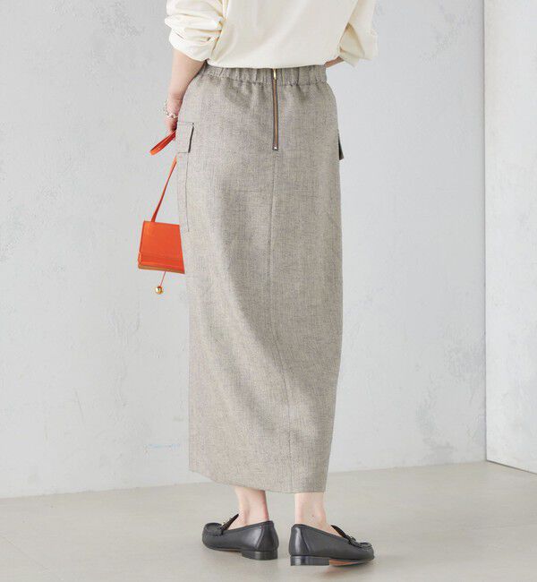 SHIPS for women「麻混 ストライプ 無地 ポケット タイト スカート ◇」|スカート|